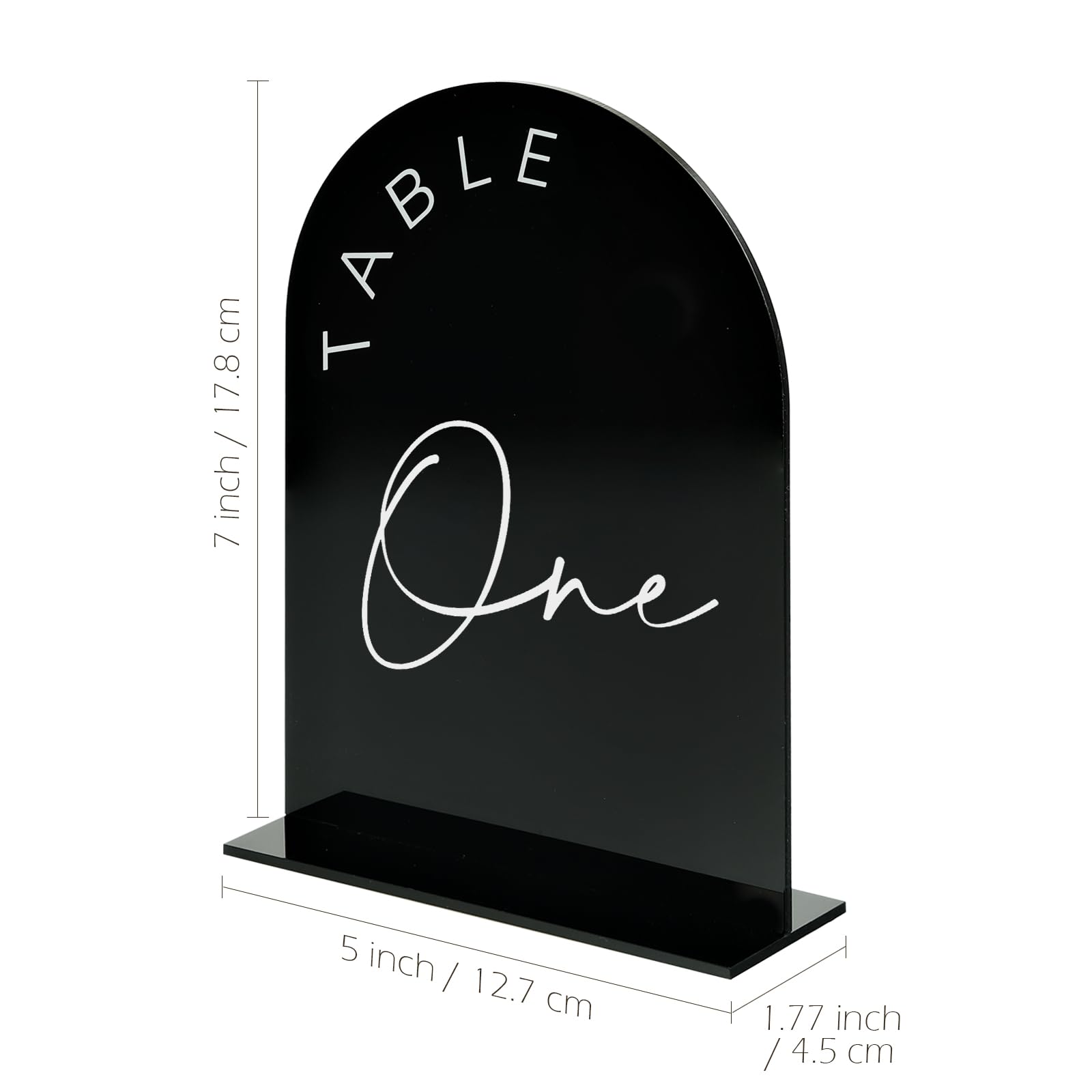 Black Arched Wedding Table Numbers With Stands 1-10, 5X7 Inch Black Acrylic Arch Sign With Holder, Table Number 1-10, 5''X7'')